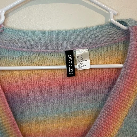 Rainbow Jacquard-knit Cardigan H&M Women’s Size XL - Picture 3 of 4